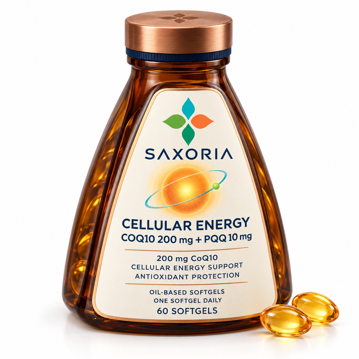 Saxoria CoQ10 200 mg + PQQ Cellular Energy Softgels