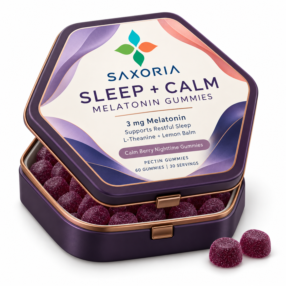 Saxoria Sleep + Calm Melatonin Gummies