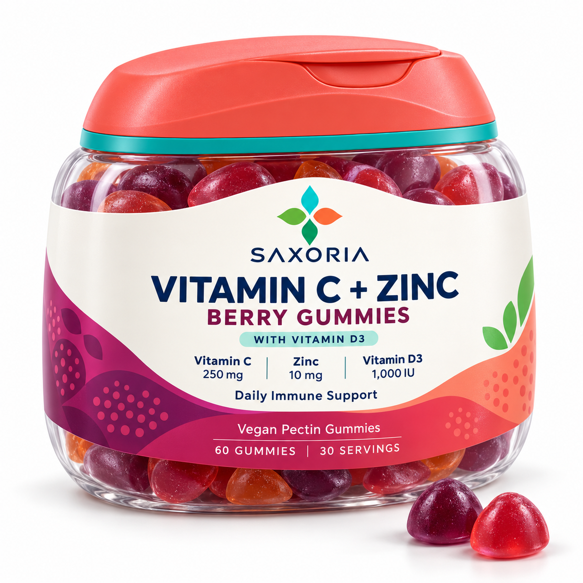 Saxoria Vitamin C + Zinc Berry Gummies