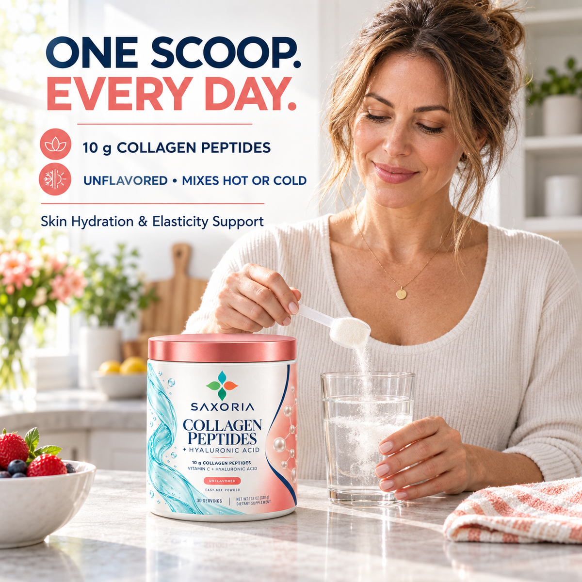 Saxoria Collagen Peptides + Hyaluronic Acid Powder