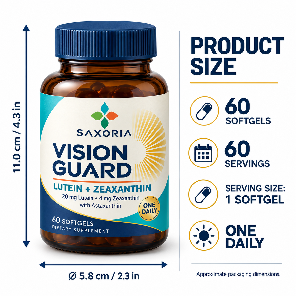 Saxoria Vision Guard Lutein + Zeaxanthin Softgels