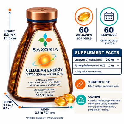 Saxoria CoQ10 200 mg + PQQ Cellular Energy Softgels