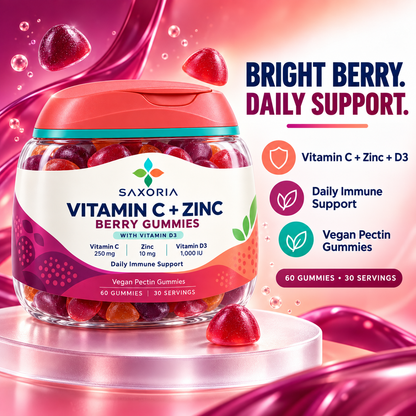 Saxoria Vitamin C + Zinc Berry Gummies