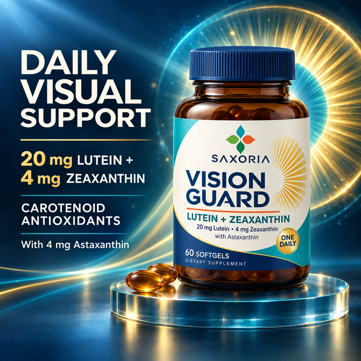 Saxoria Vision Guard Lutein + Zeaxanthin Softgels
