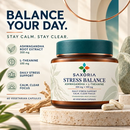 Saxoria Stress Balance Ashwagandha + L-Theanine Capsules